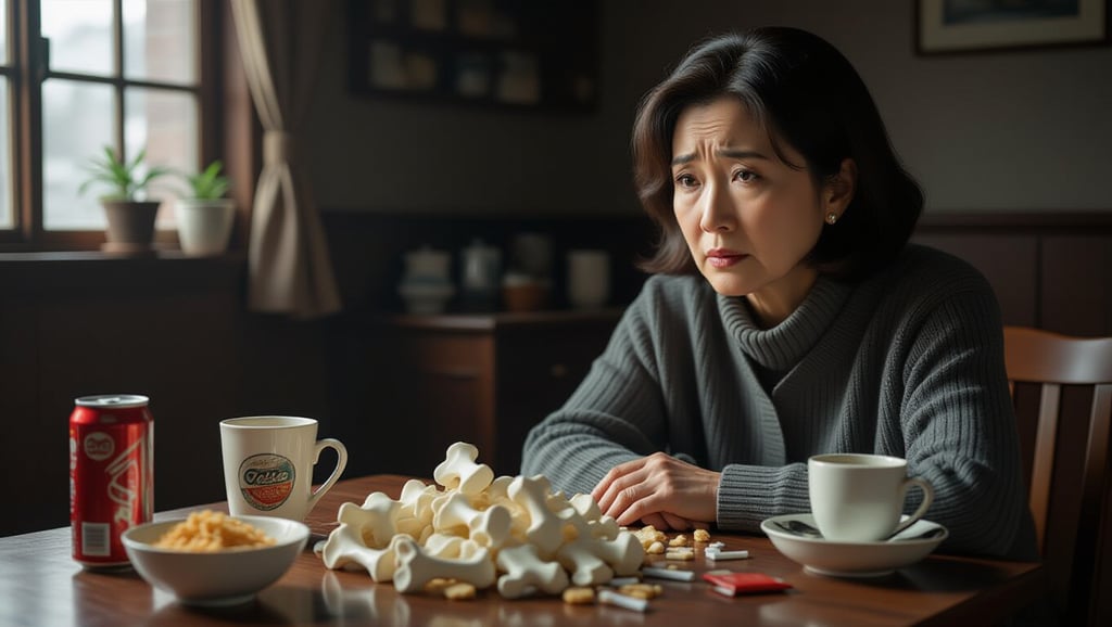 중년 여성 골다공증, 식단과 생활 습관으로 뼈 건강 지키는 통합 로드맵 5 ⚠️ 뼈를 약하게 만드는 식습관과 피해야 할 음식